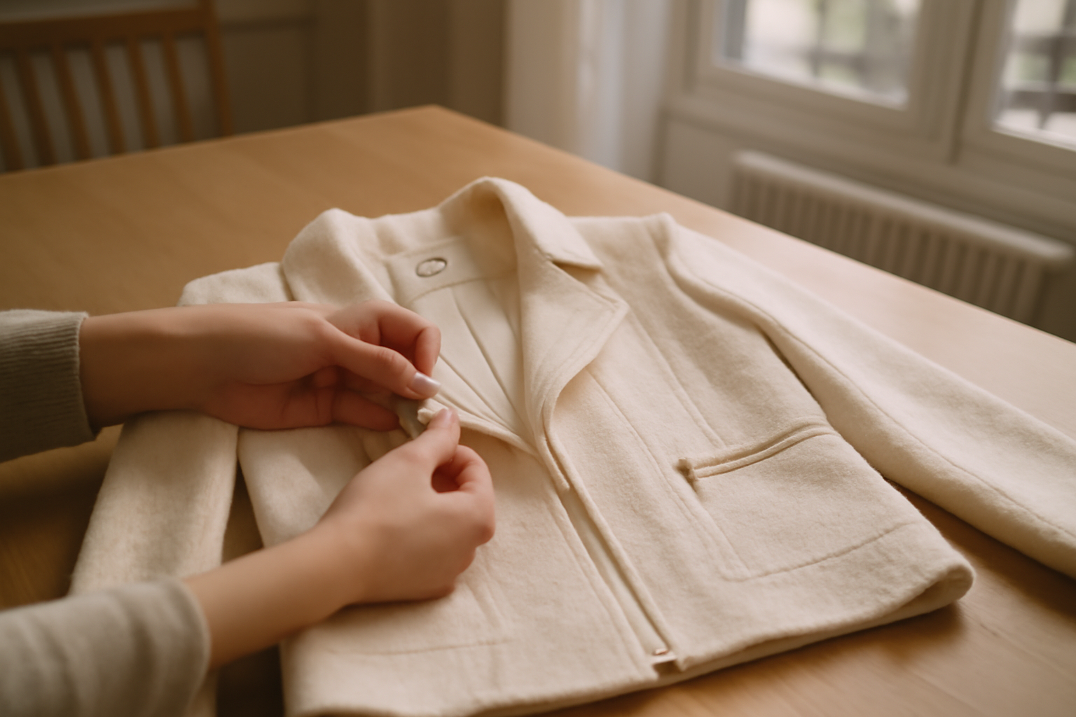 maje seconde main : étiquette intérieure et finitions sur une veste Maje