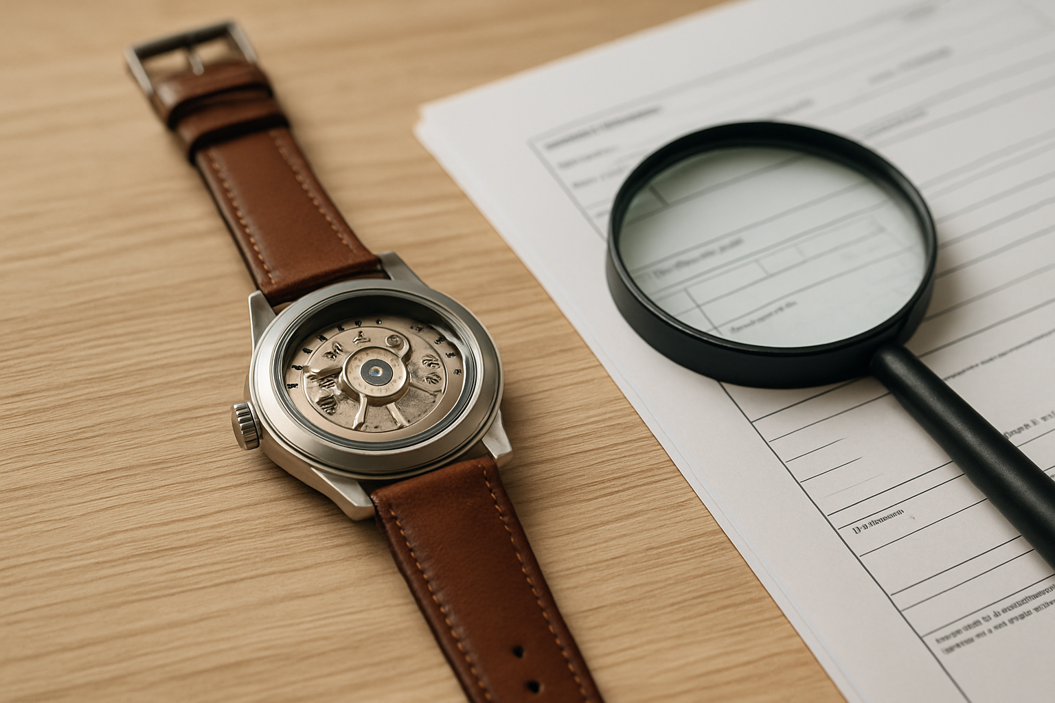 Montre de poignet avec vue sur le fond de boîtier et la référence