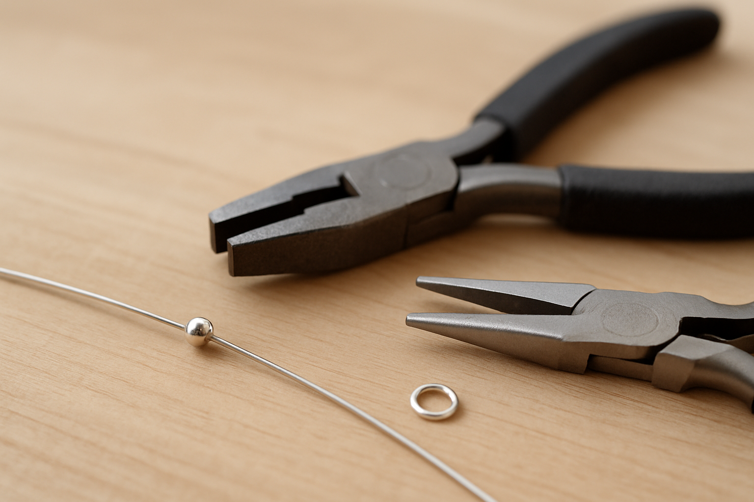 Perle à écraser et pince à sertir sur un montage de bracelet